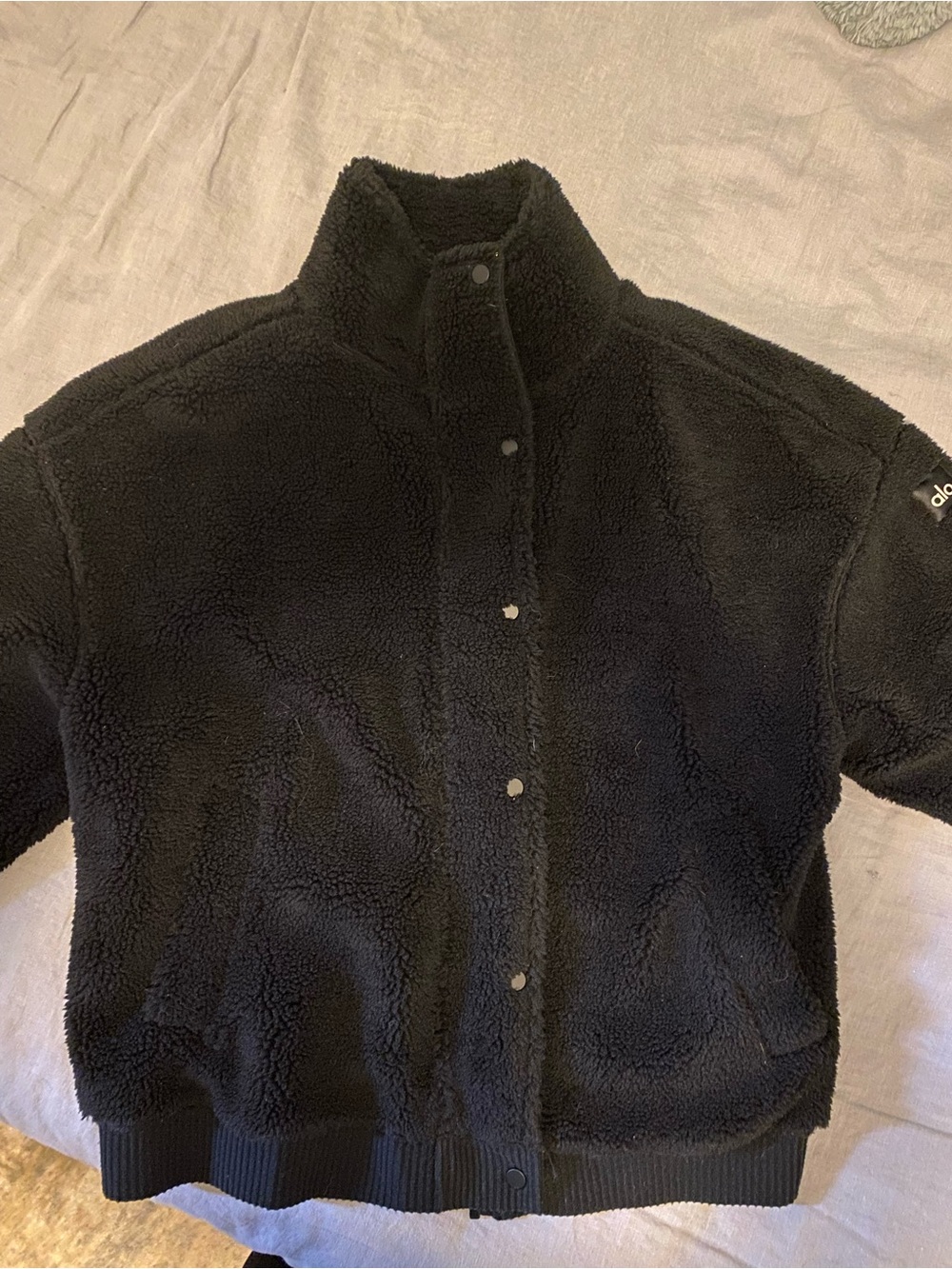 Black Sherpa Button-Front Jacket - ALO Yoga